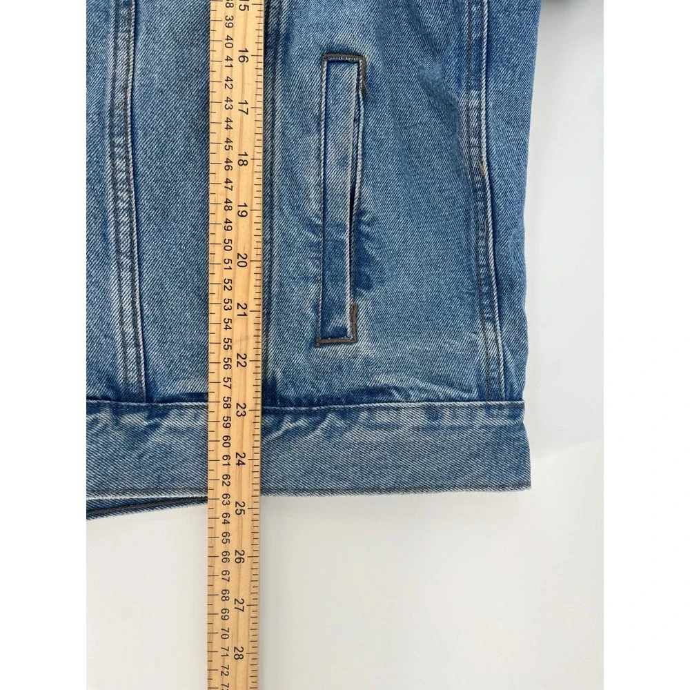 Wrangler Denim Trucker Jacket Mens XL Blue Hero Vintage Disstressed Button Up